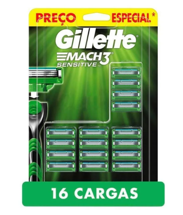Carga para Aparelho de Barbear Gillette Mach3 Sensitive 16 unidades