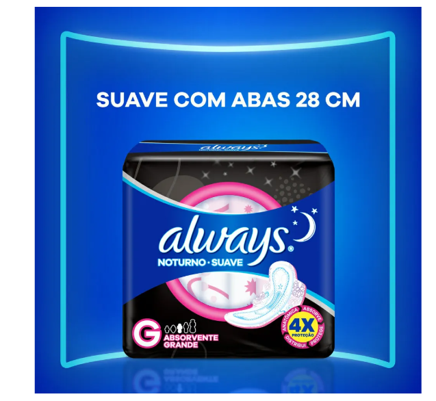 Absorvente Always Noturno Cobertura Suave com Abas Fluxo Intenso G 32 Unidades - Imagem 2
