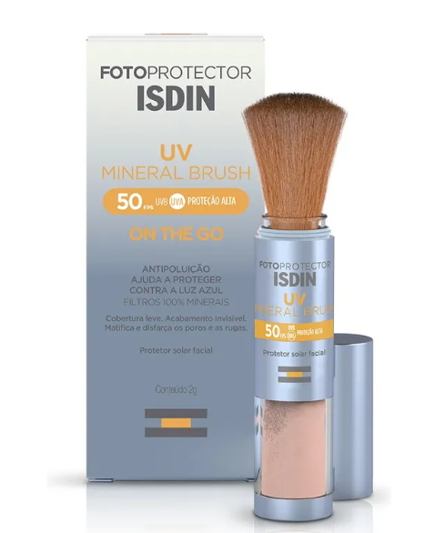 Protetor Solar Facial Isdin UV Mineral Brush FPS50 sem cor 2g