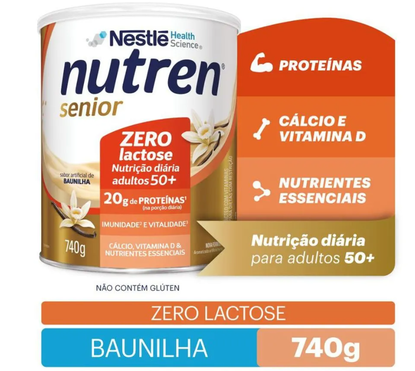 Nutren Senior Zero Lactose sabor Baunilha 740g - Imagem 2