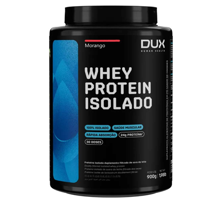 Whey Protein Isolado Dux Nutrition sabor Morango 900g