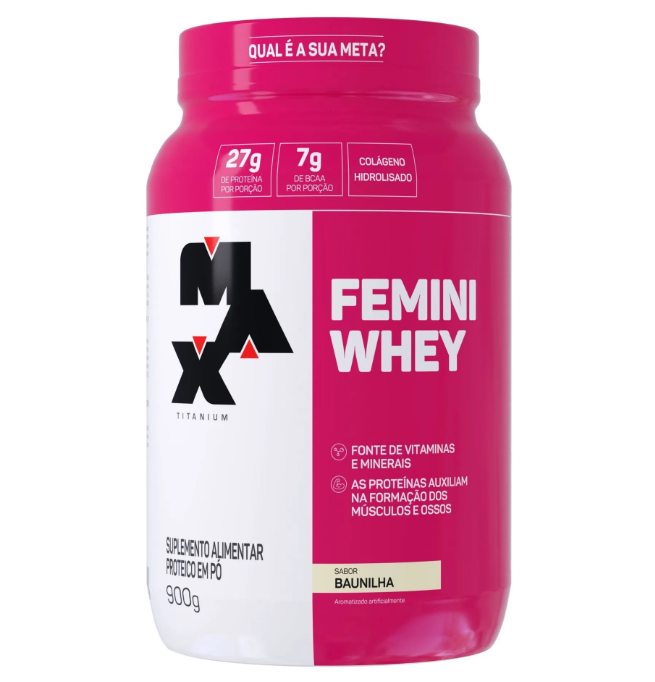 Femini Whey Protein Max Titanium sabor Baunilha 900g