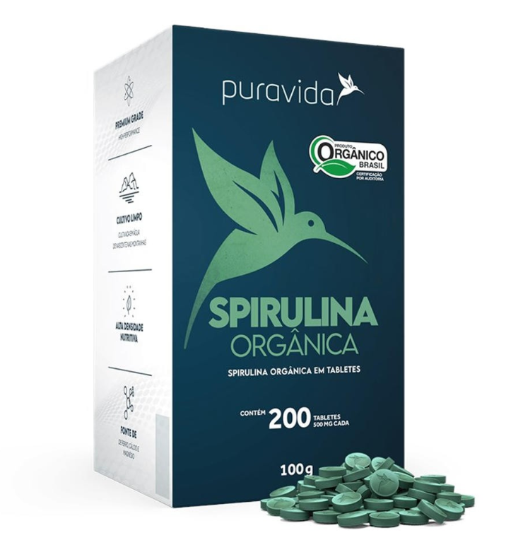 Spirulina Orgânica Puravida 200 Tabletes
