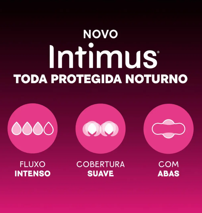 Absorvente Intimus Noturno Toda Protegida Cobertura Suave Com Abas 30 unidades - Imagem 3